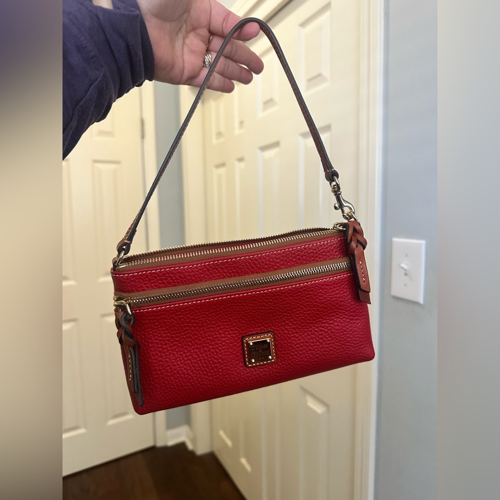Dooney & Bourke Red Tech Top Zip Pouch Clutch Wristlet Wallet